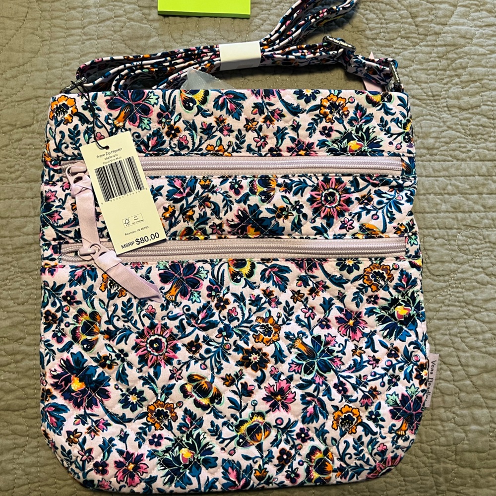 NWT Vera Bradley Triple Zip Hipster